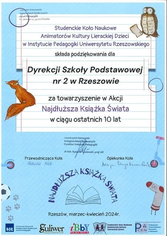 Podziękowanie za udział w akcji 