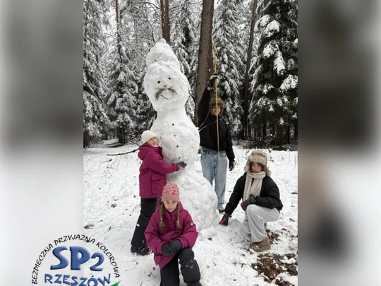 śnieżny bałwan w zimowej scenerii