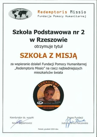 Podziękowanie za udział w akcji charytatywnej 