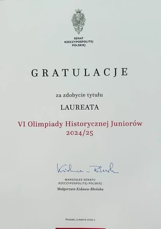 dyplom - gratulacje dla laureata