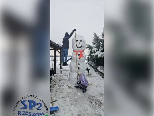 śnieżny bałwan w zimowej scenerii