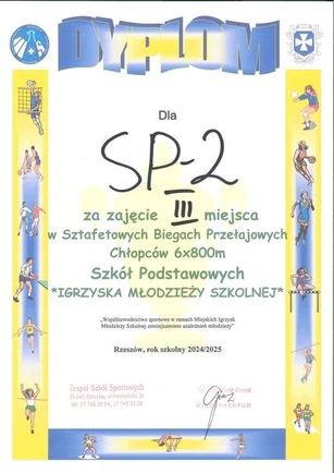 Dyplom za zajęcie 3 miejsca w biegach przełajowych